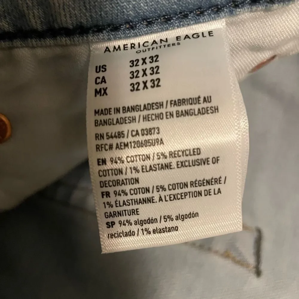 NEW AE AMERICAN EAGLE denim jeans 32/32 airflex + slim straight 32